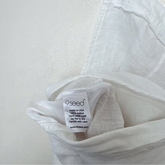 9Seed Womens M/L White Cotton Latigo Cropped Overalls - Picture 10 of 14